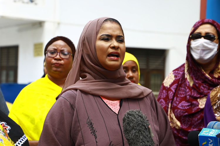 Mombasa Woman Rrepresentative Asha Hussein outside her office in Mombasa on Saturday.