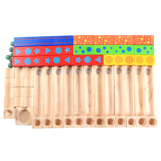 Title 3, Wooden ball track slide blocks educational toy ...