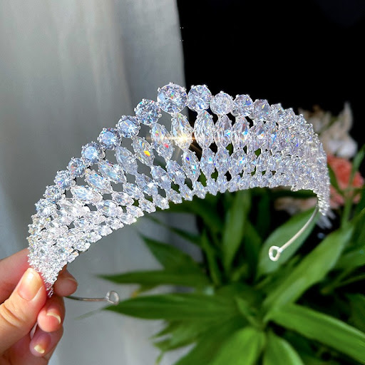 Title 5, Korean Super Sparkle Zircon Crown Bride Wedding...