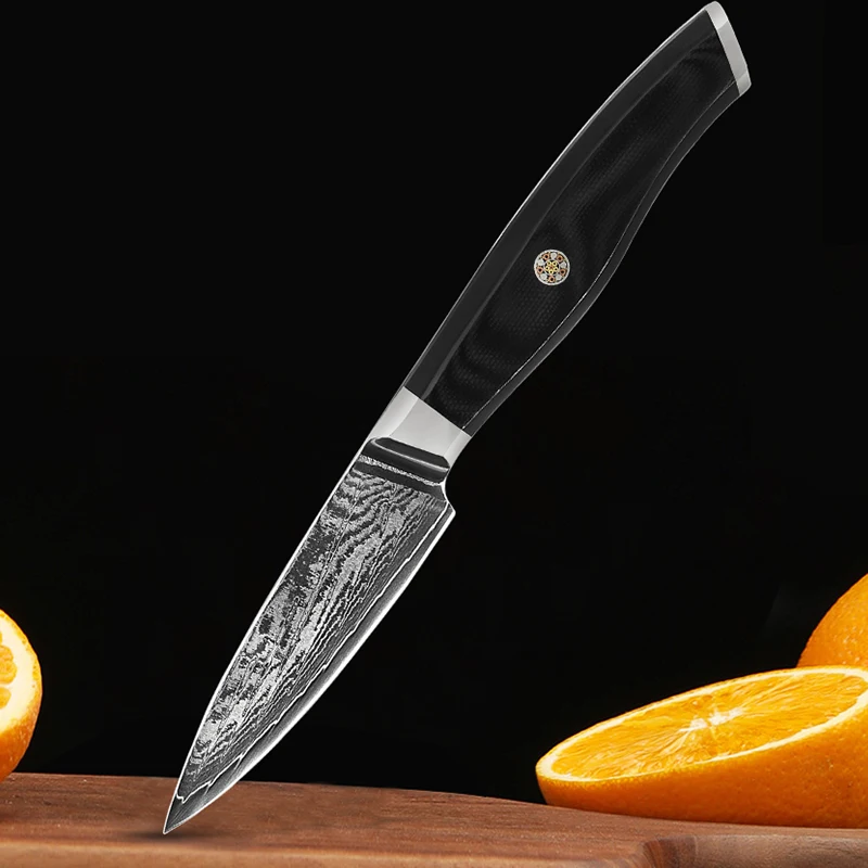 Japans Damascus stalen keukenmes voor huishoudelijk gebruik, roestvrij staal, fruitmes. Perfect voor nauwkeurig snijden en langdurig gebruik.