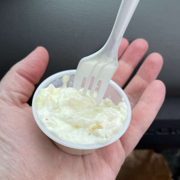 Tiny side of Potato Salad (in a condiment cup)