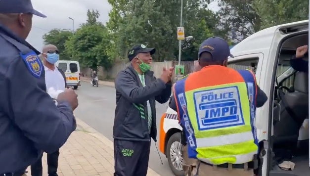 JMPD spokesperson Wayne Minnaar said officers were not allowed to publicly display or associate with a political when in uniform.