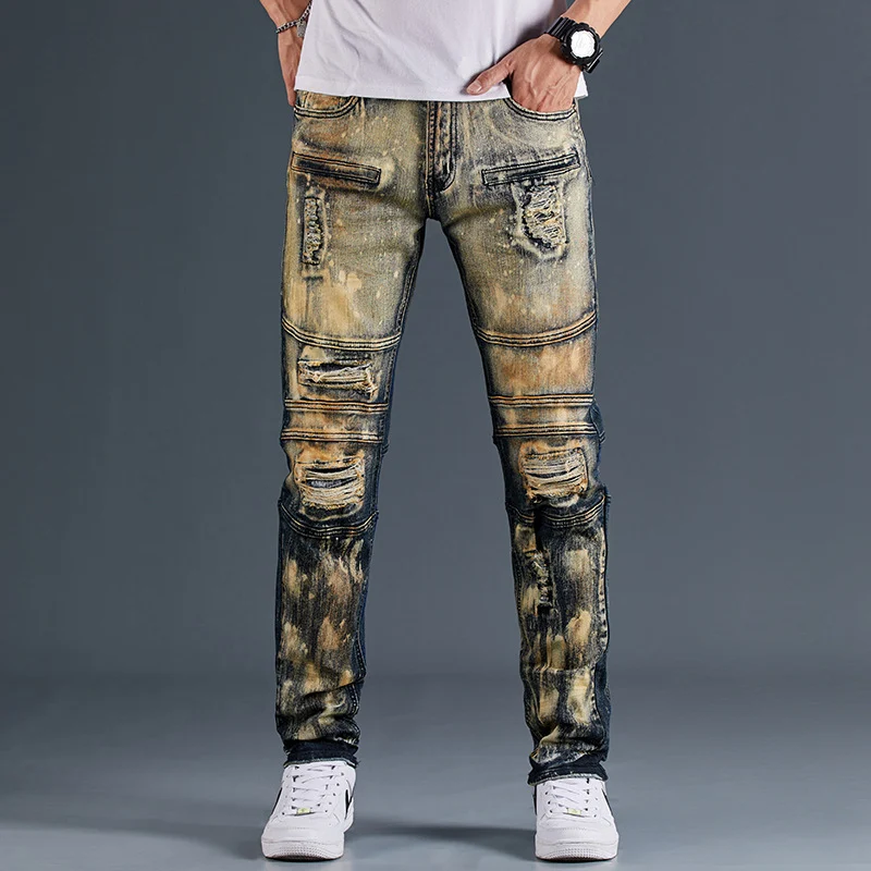 Title 3, Spodnie dżinsowe Fashion Craft Draping Biker, d...
