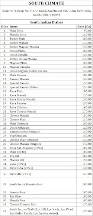 South Climate menu 2