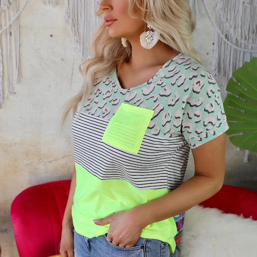 Title 4, European And American Striped Print Short-sleev...