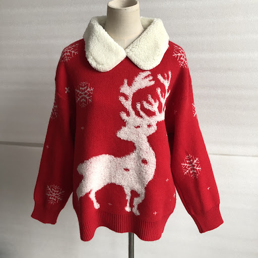 Title 6, Stitched Lapel Long-sleeved Christmas Themed Sw...