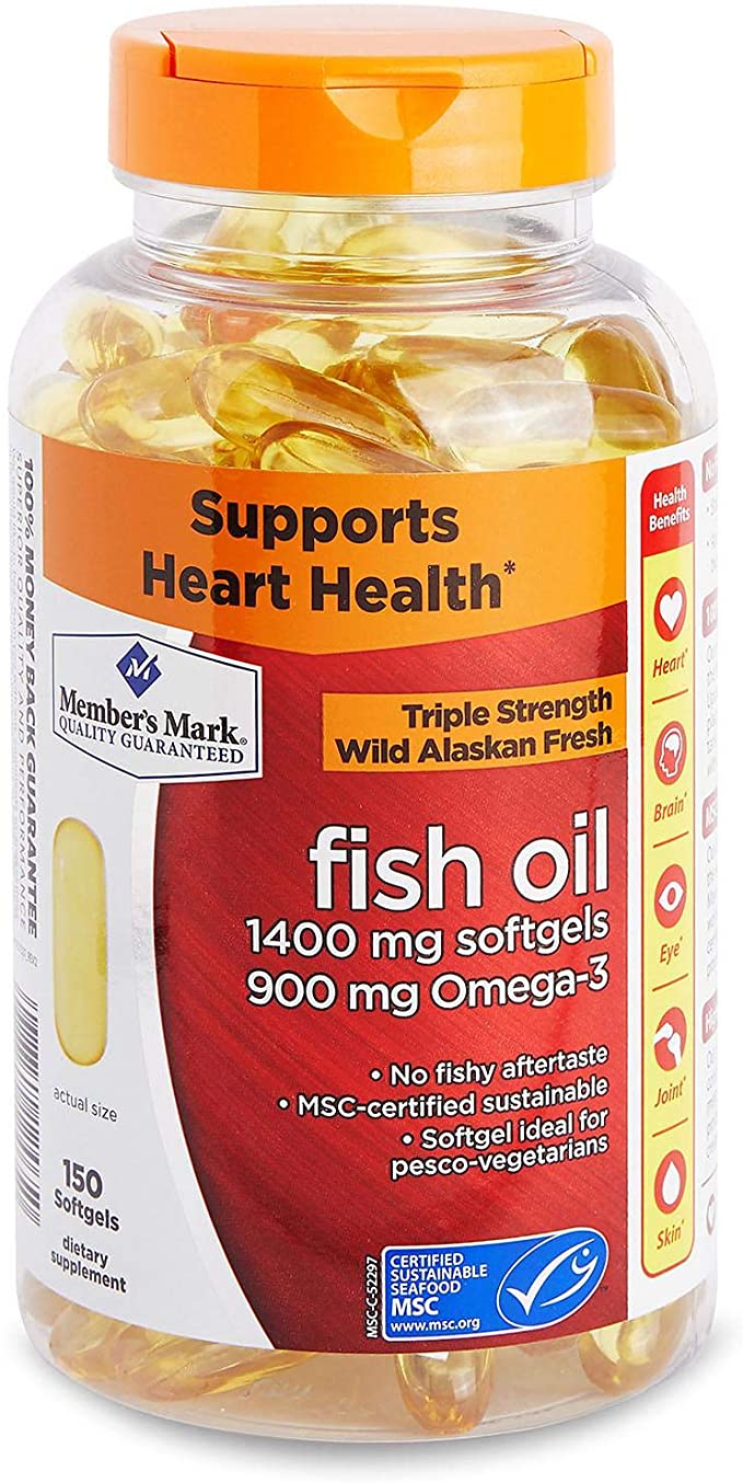 Member's Mark - Omega 3, Fish Oil 1400 mg (900 mg EPA/DHA), Enteric Coated, 150 Softgels