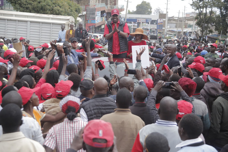 Baringo Senator Gideon Moi cheered by mammoth crowd as he made grand entry to Kabarnet town after presenting his documents to IEBC in Kabarnet town on Monday.