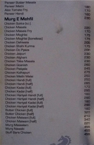 Shashi Punjab menu 