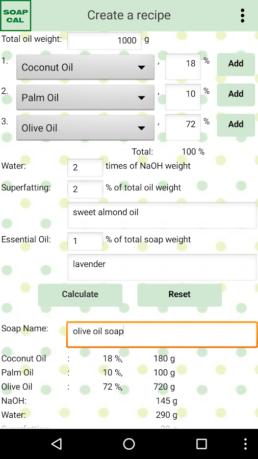 SoapCal Soap Calculator Android Apps on Google Play
