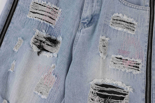 Title 7, Heavy Industry zipper stitch washed ripped stra...