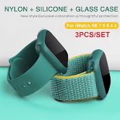 Set 3 Dây Đeo Bằng Silicon + Nylon Cho Đồng Hồ Thông Minh Apple Watch 45Mm 41Mm 38Mm 42Mm 44Mm 40Mm Series 7/6/Se/5/4/3/2/1