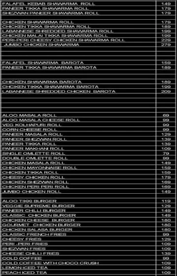 Shawarma Zone menu 