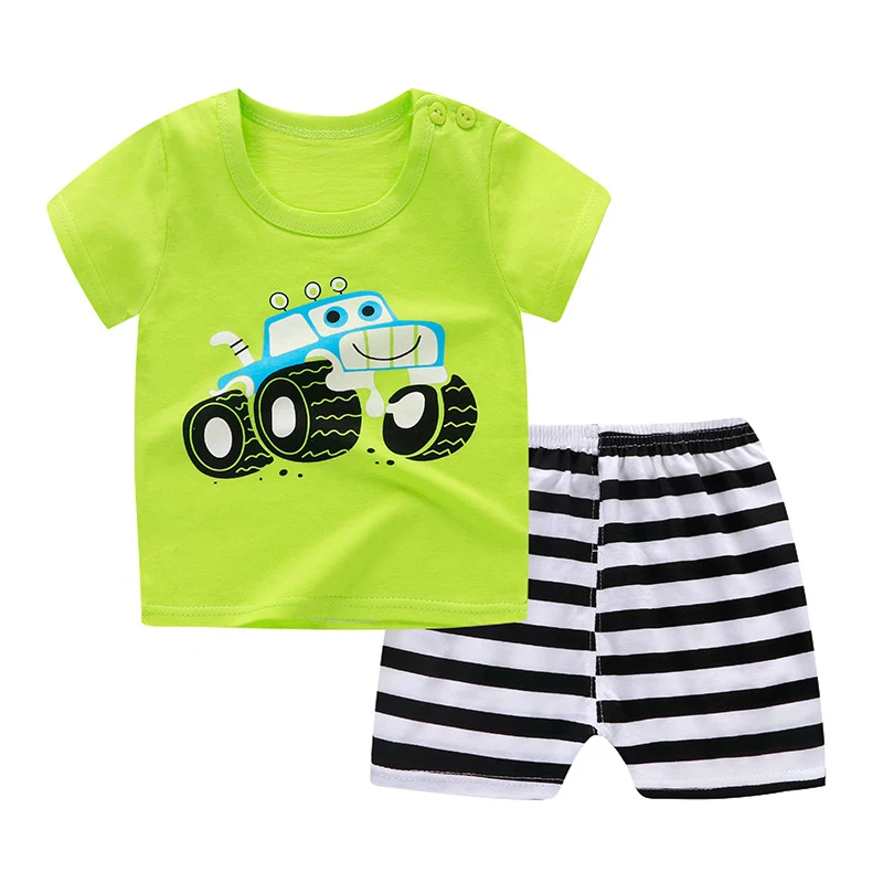 Nouveau Ensemble Bébé Manches Courtes En Coton Doux Confortable et Respirant Parfait pour les Enfants Léger et Facile à Enfiler Idéal Été