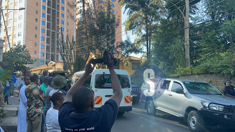 Hearse from Umash Funeral service carrying the body of the late Veteran journalist Rita Tinina in Kileleshwa, Nairobi on March 17, 2024