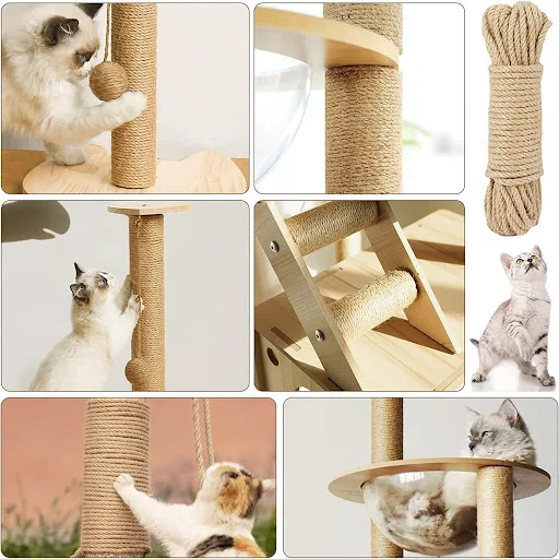1pc 4mm/6mm/8mm /10mm, Length 393.7 Inches (10m) Cat Scratching Rope, Cat Tower Repair Rope,Rope for Cat Scratching Post