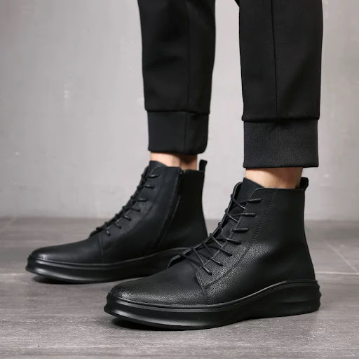 Title 1, Mens Martin Boots Four Seasons Black Leather S...