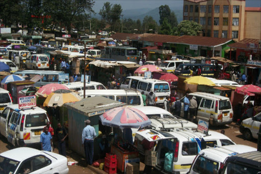 A busy matatu stage.