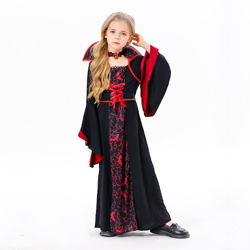 Title 6, Halloween Cos Witch Children Black Clothes Horr...