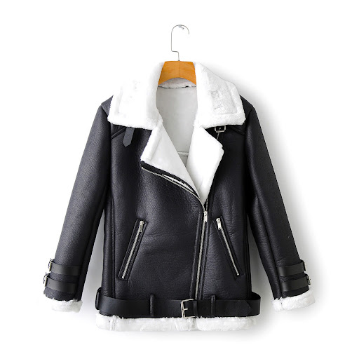 Title 4, Plush stitching thick PU leather coat for a sty...