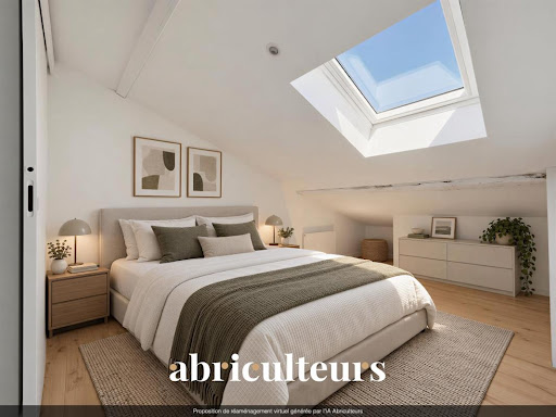 Attic bedroom with bed and skylight - Luxury apartment / penthouse for sale in Bordeaux, 3 rooms, 2 bedrooms