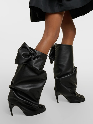 Title 2, Womens high heel boots featuring black bow, st...