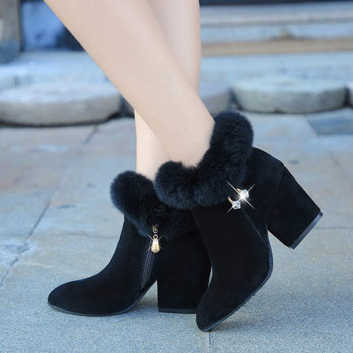 Title 2, Womens Fashion Rabbit Fur High Heels Elegant a...