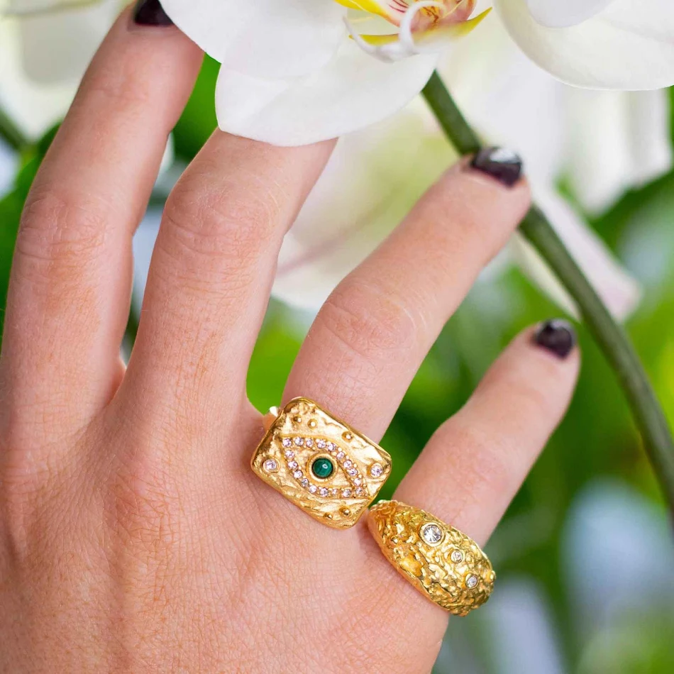 18K vergulde vierkante ring met ingelegde zirkonia, een stijlvol accessoire voor dames, perfect om elke outfit op te fleuren en je persoonlijkheid te benadrukken.
