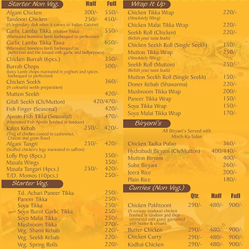 Touch Of Spice menu 