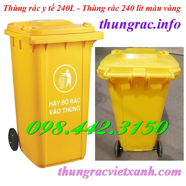 Thùng rác 240 lít màu vàng