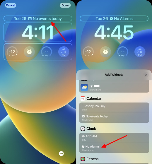 change widget above time on ios 16 lock screen Widget iPhone