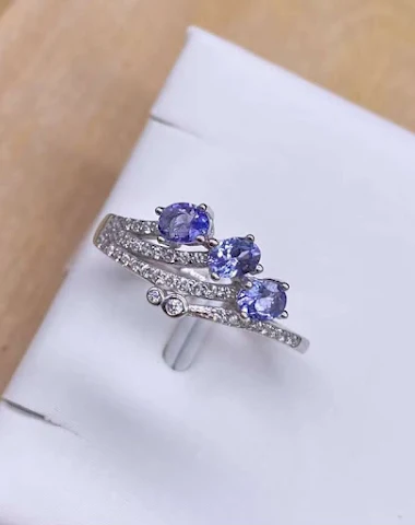Kristal natuurlijke tanzaniet ring - 2