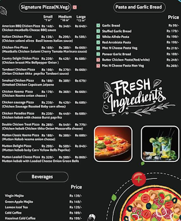 Blue Bell Pizza menu 