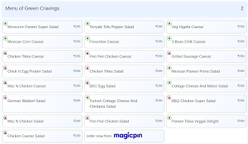 Green Cravings menu 