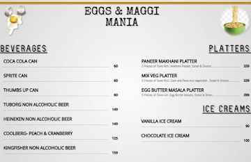 Eggs & Maggi Mania menu 