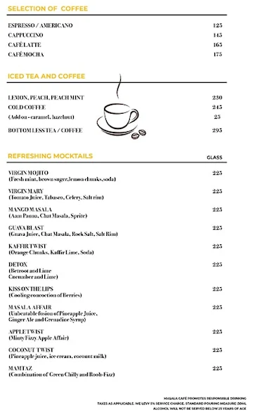 Masala Cafe menu 
