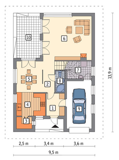 Funkcjonalny - C210 - Rzut parteru