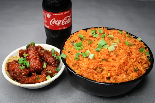 Baby Corn Chilli With Veg Schezwan Fried Rice And Coke [250 Ml]