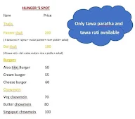 Hunger's Spot menu 1