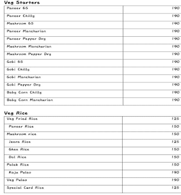 Shree Cauvery Biriyani menu 