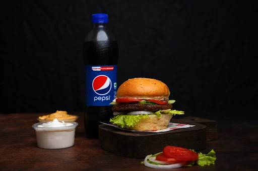 Veg Chitpotle Burger And Pepsi