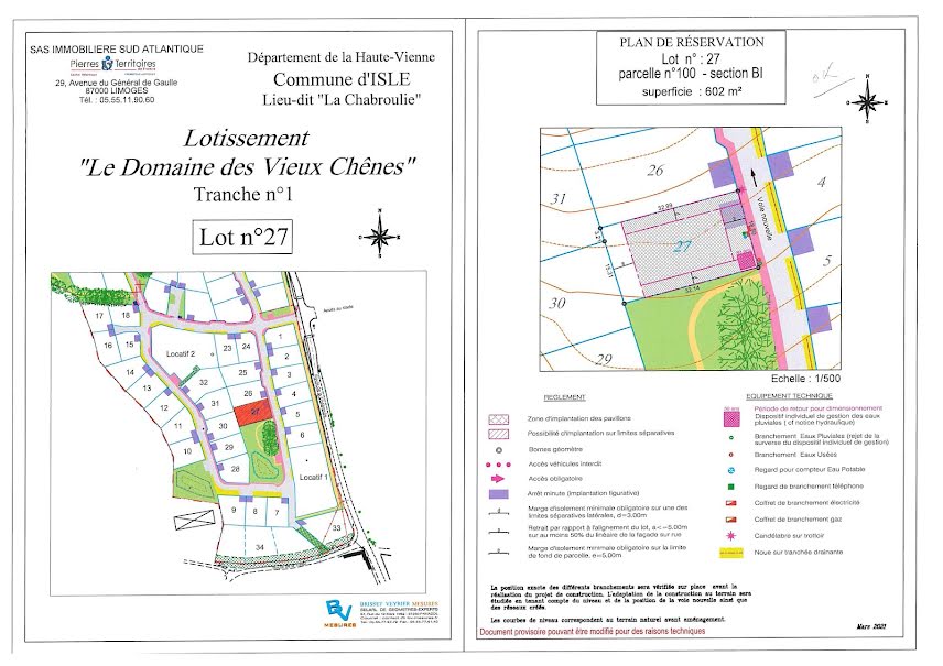 Vente terrain  602 m² à Isle (87170), 77 000 €