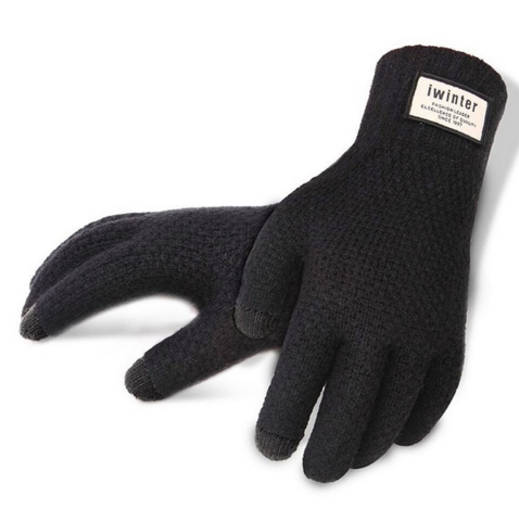 Inverno outono homens luvas de malha tela sensível ao toque alta qualidade masculino engrossar lã quente cashmere luvas sólidas mitten busin