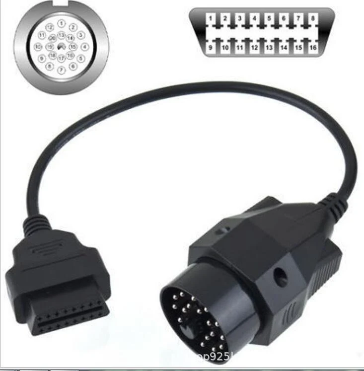 Adapter OBD2 BMW 20pin na 16pin. Umożliwia diagnostykę starszych modeli BMW za pomocą nowoczesnych skanerów OBD2. Prosta instalacja i niezawodność.