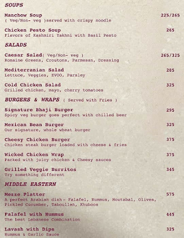 Black Lounge Bar menu 