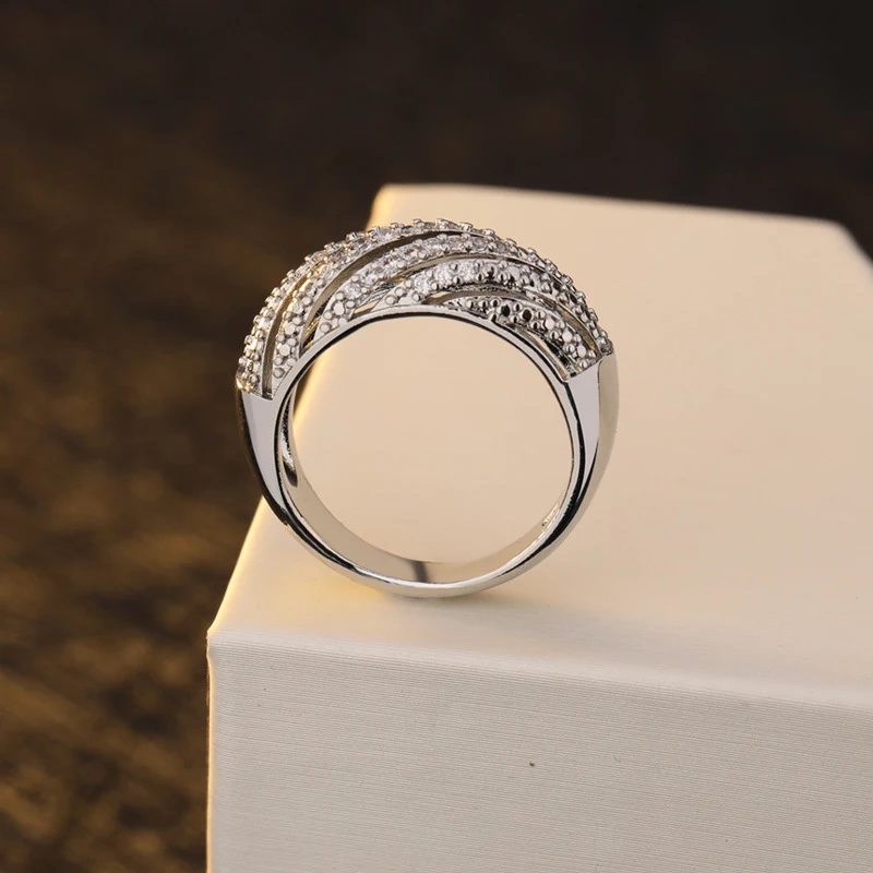 Hot sale full diamond double-layer simulation diamond set ring for women. New S925 silver plated engagement ring on eBay