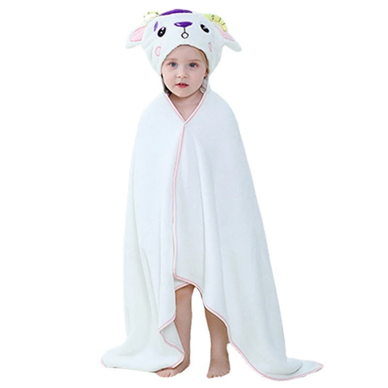 Capa de baño para bebé con forma de animalito, toalla suave y absorbente para después del baño, diseño adorable y perfecto para envolver al bebé.
