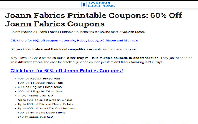 Joanns Coupons - Joann Fabrics Coupons chrome extension