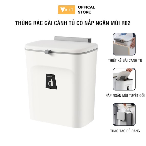 Thùng Đựng Rác Thông Minh Cài Gắn Cánh Tủ Bếp Có Nắp Đậy Vkit