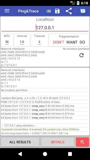 Screenshot Ping & Trace